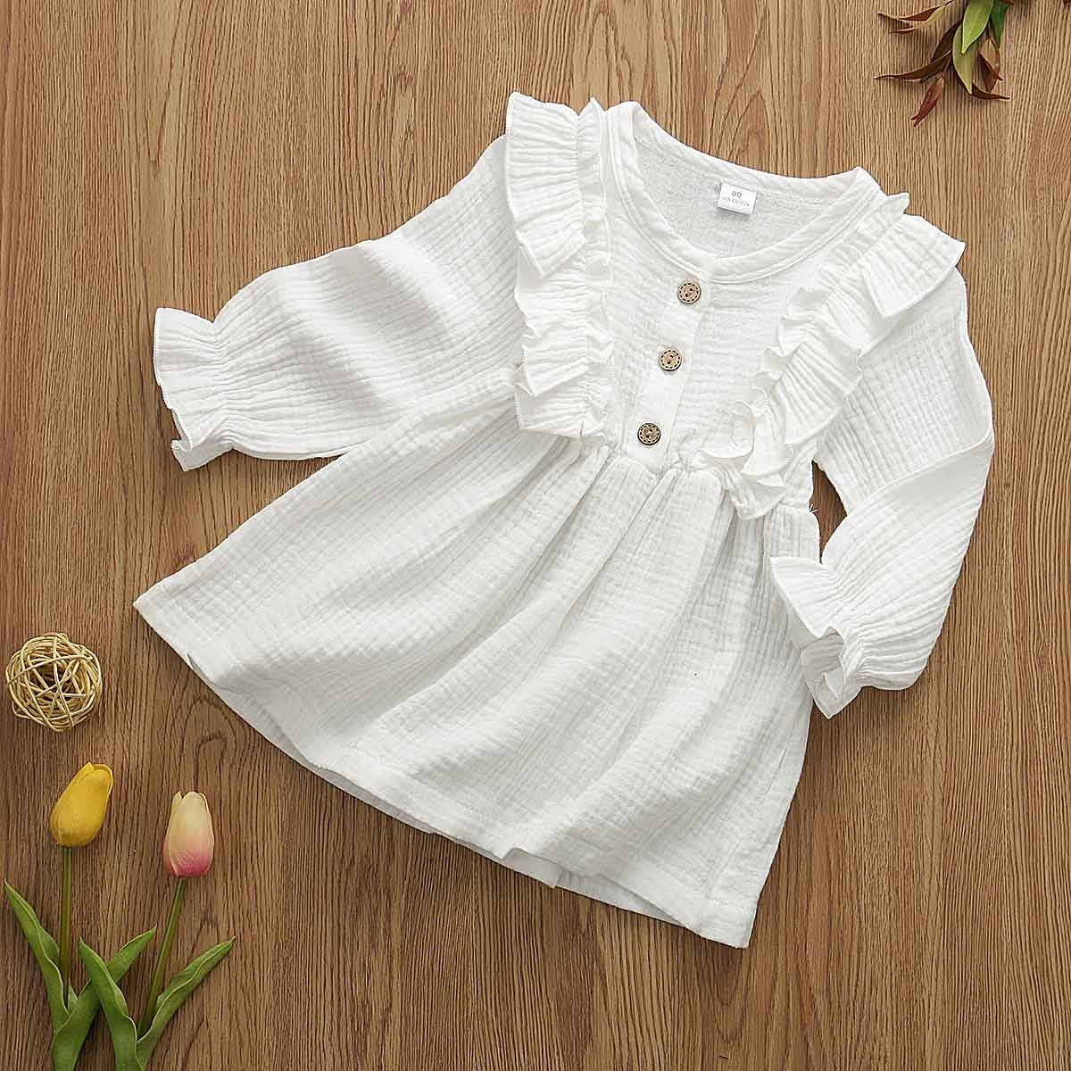 Baby Girl Toddler Kids Dresses Casual Party Ruffle Tutu Dress Cotton Linen  Autumn Clothes Set One-piece | Walmart Canada